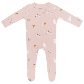 Kyte Baby Zippered Footie in Blush Rabbit