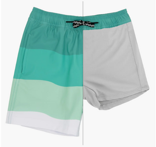 Feather 4 Arrow Wave Stripe Volley Trunk in Lagoon