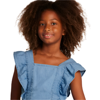 Mayoral Girls Denim Ruffled Top