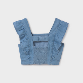 Mayoral Girls Denim Ruffled Top