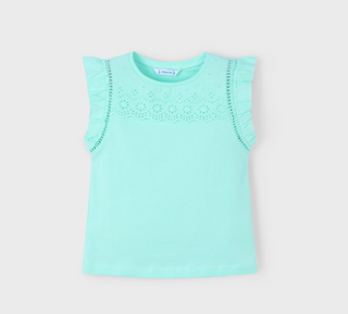 Mayoral Girls Eyelet Detailed Shirt in Turquoise