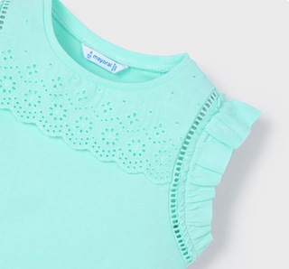 Mayoral Girls Eyelet Detailed Shirt in Turquoise