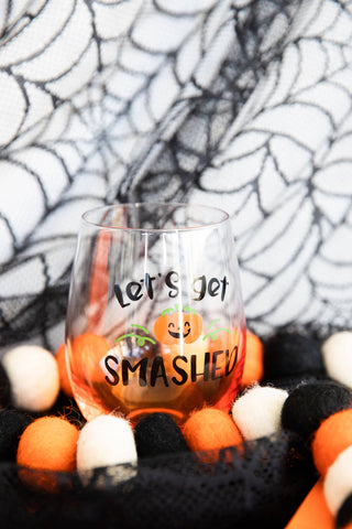 Let’s Get Smashed Halloween Stemless Wine Glass