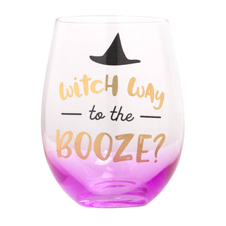 Witch Way to the Booze Halloween Stemless Wine Glass