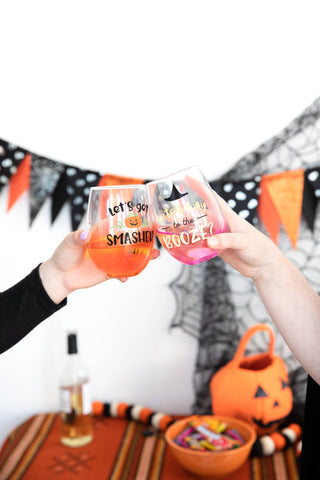 Let’s Get Smashed Halloween Stemless Wine Glass