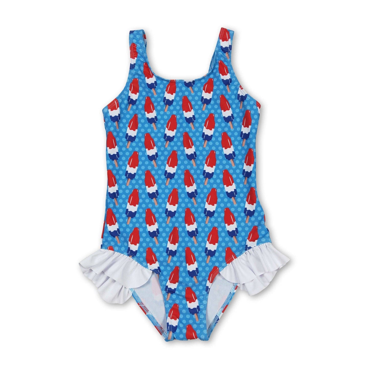 Blue popsicle baby girls 4th of july swimsuit: 2T