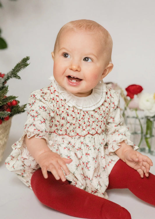 Elizabeth French Floral Smocked Bubble - Holiday 2023