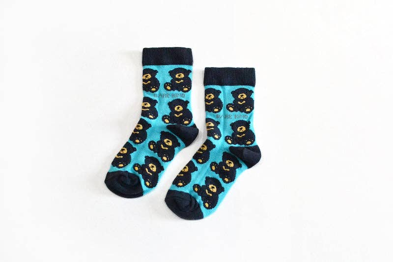 Kids Bamboo Socks | Sun Bear Socks | Aqua Blue Socks