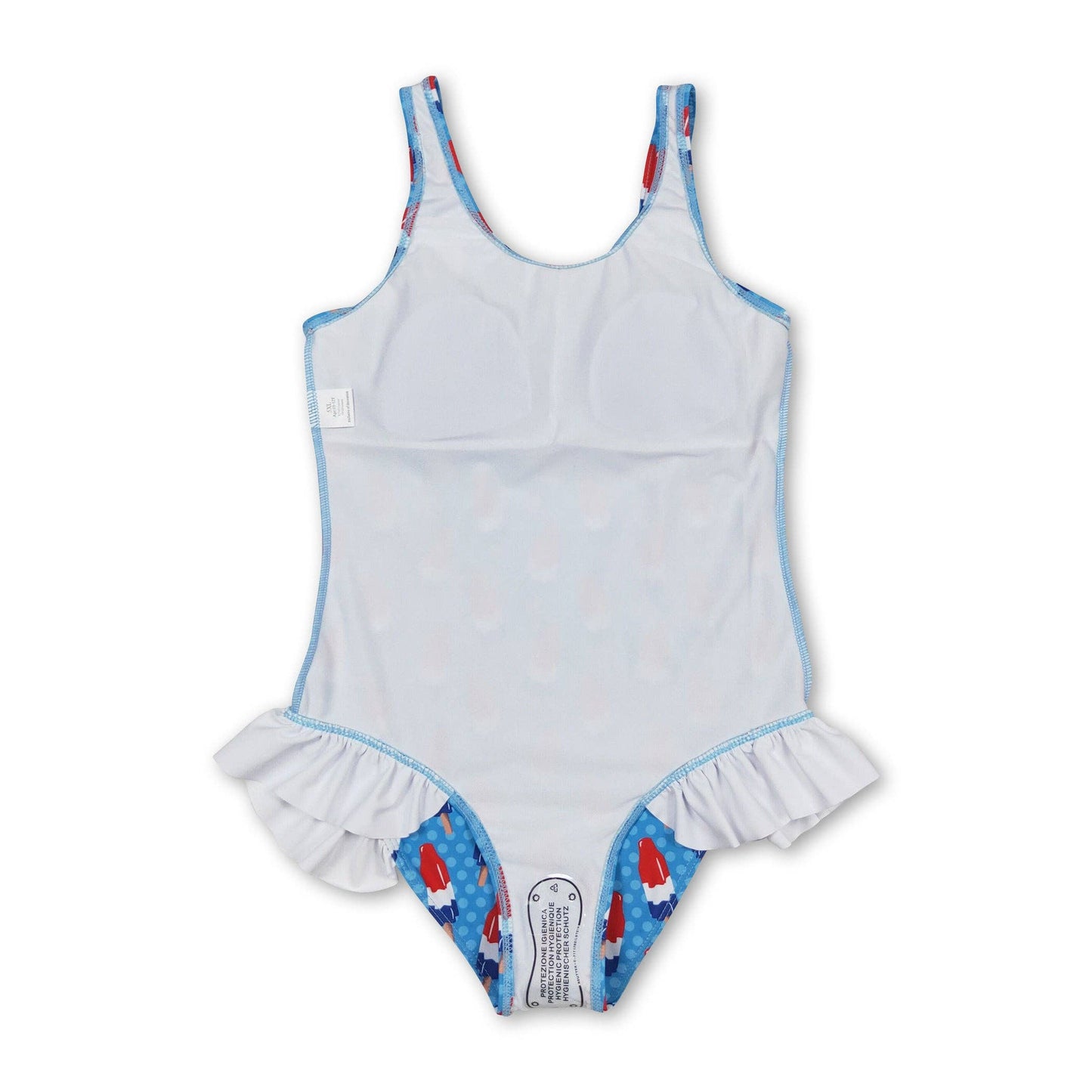 Blue popsicle baby girls 4th of july swimsuit: 14-16T