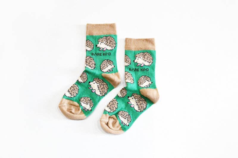 Child Bamboo Socks | Hedgehog Socks | Green Socks | UK Socks