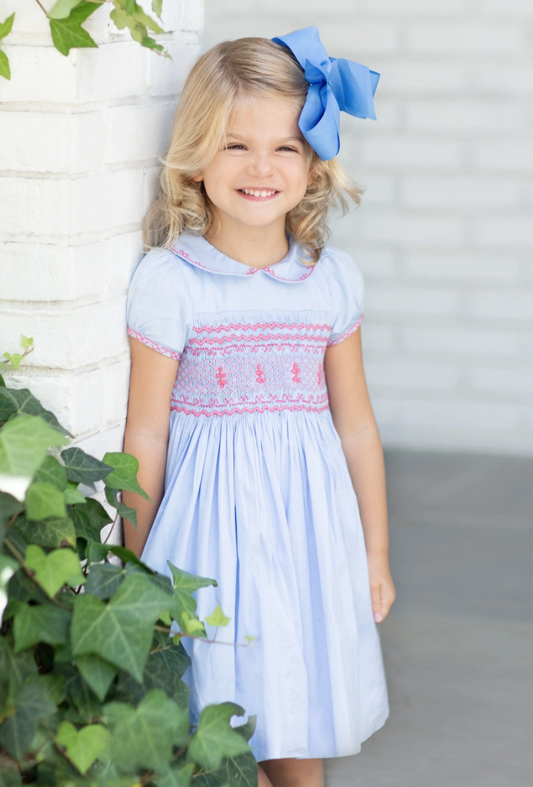 Princess Charlotte Handmade Heirloom Blue Smocked Dress