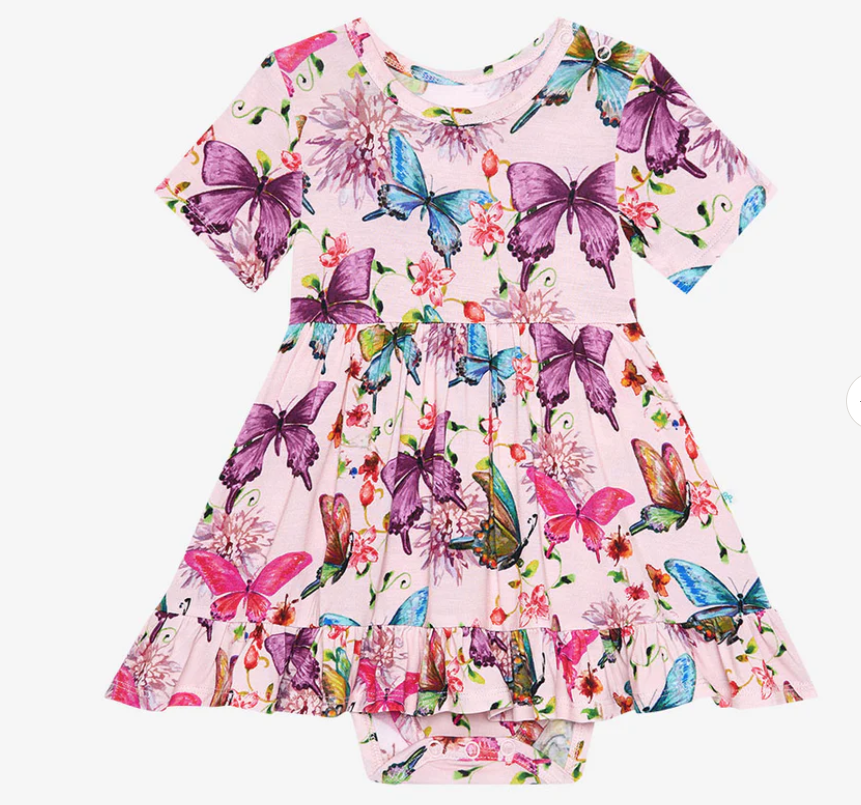 Watercolor Butterflies Short Sleeve Body Suite Dress