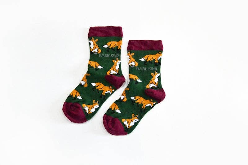 Child Bamboo Socks | Fox Socks | Green Socks | Cheeky Socks