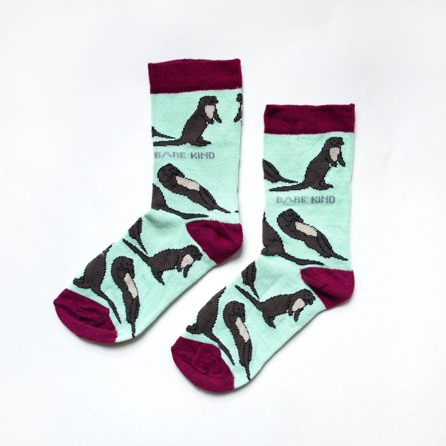 Child Bamboo Socks | Otter Socks | Pastel Green Socks