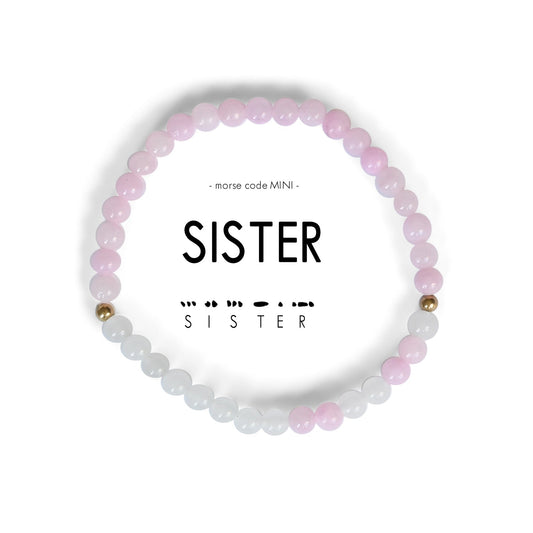 Sister Morse Code Pink Bracelet