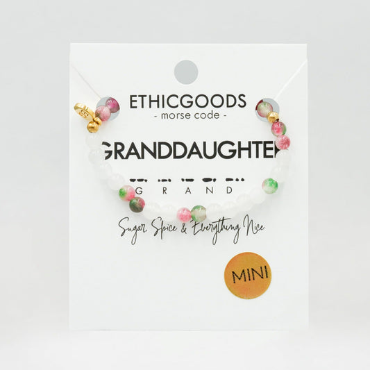 Granddaughter Morse Code Pink and White Bracelet