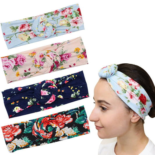 Soft Floral Bun Headbands for Girls
